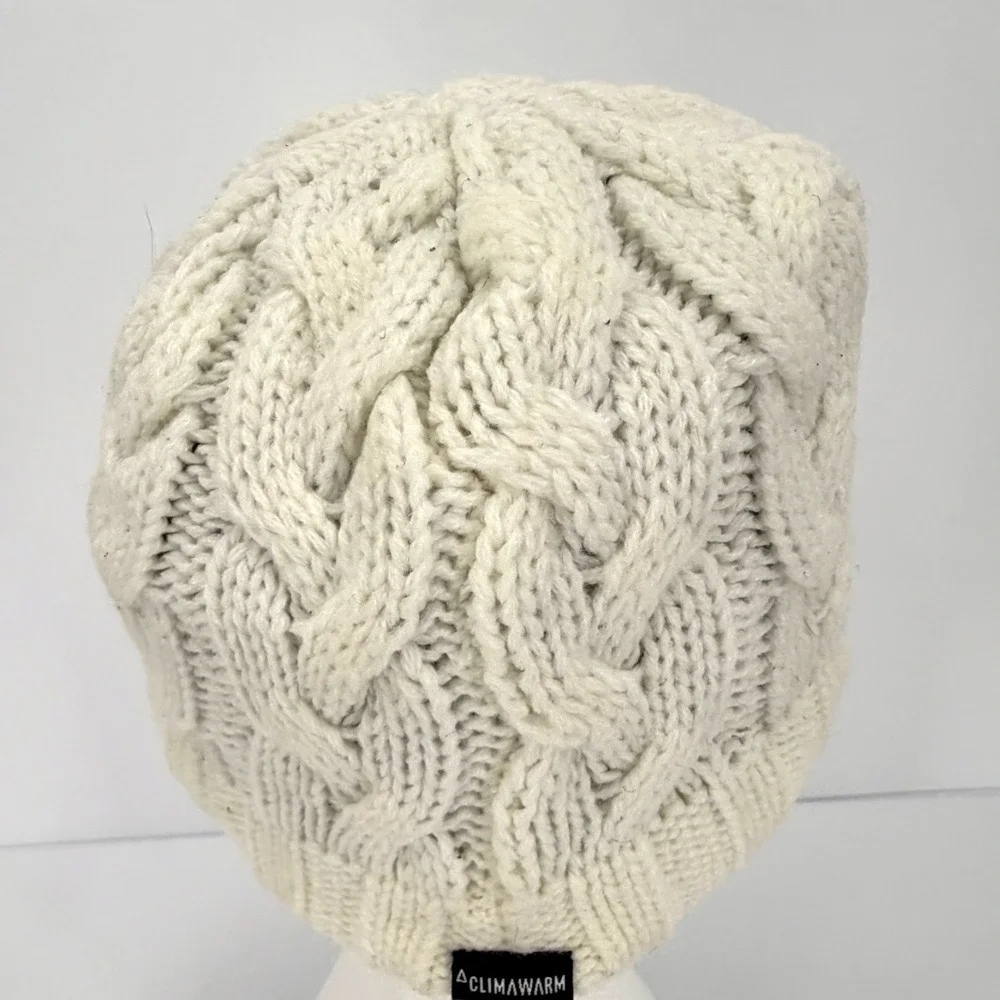 Adidas ClimaWarm Womens Cable Knit Visor Beanie Hat Lot Gray Ivory
